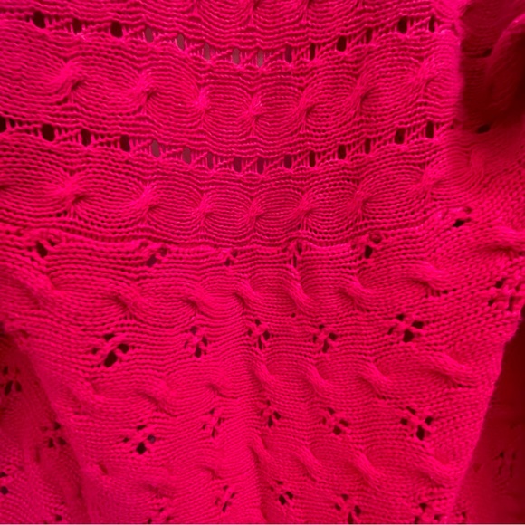 Vertical Design Pink CONVERTIBLE Open knit Cadigan Sweater 100% cotton, Sz M - Picture 6 of 12